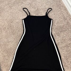 Wild Fable Black Mini Dress with White Stripes